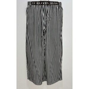 Express Culottes Crop Wide Leg Pants Oversized Pull On Black White Striped XS